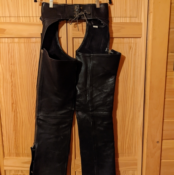 Hudson Black Leather Chaps Size XS - Picture 2 of 5